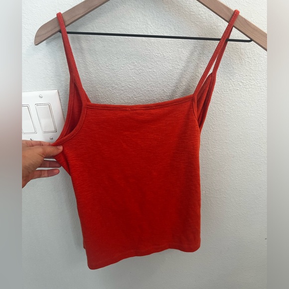 MADEWELL WOMEN'S CORAL RED SPAGHETTI STRAP WRAP CAMI TANK TOP - Picture 5 of 6